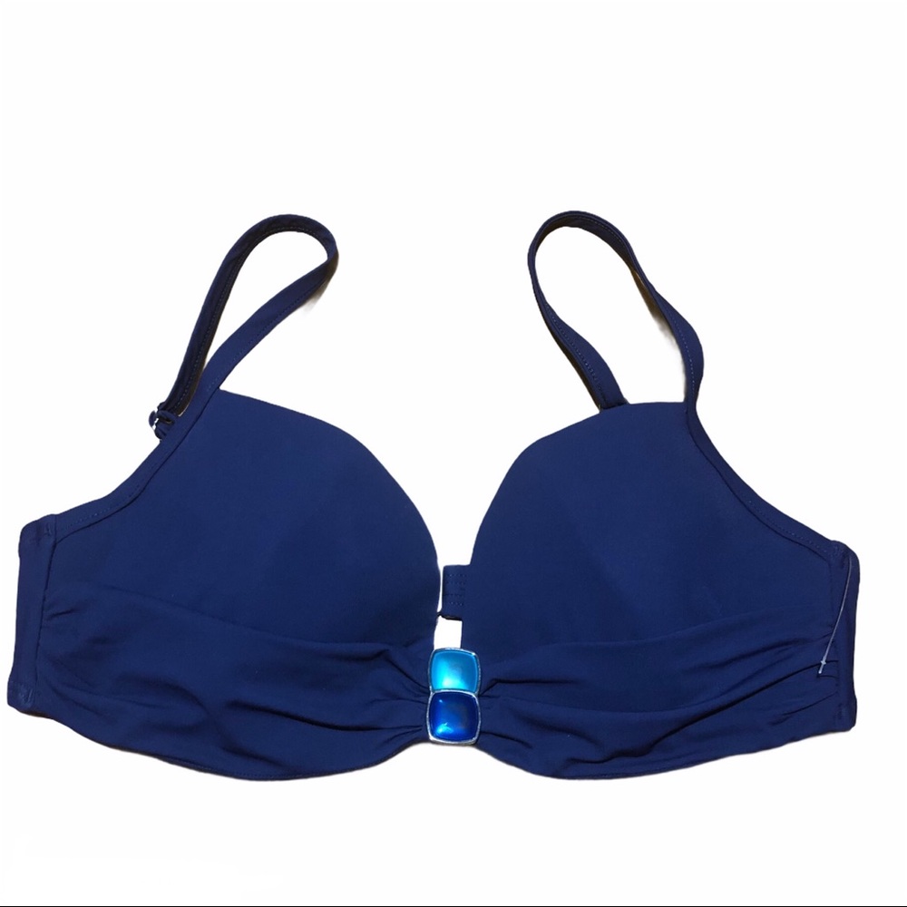 2Bamboo Jewel Bikini Top in Navy Blue‎ S/M Petite